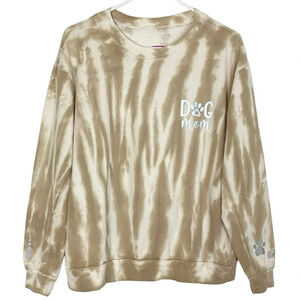 Handmade Dog Mom Tie Dye Sweatshirt Pullover Womens Small Medium XS Beige Tiger
